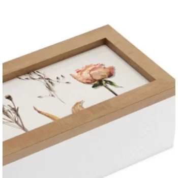 Decorative box Versa Flowers MDF Wood 9 x 6 x 24 cm 2