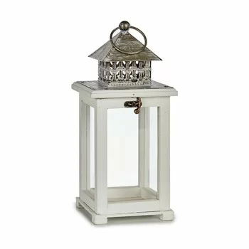 Lantern White Silver Wood Metal 13 x 29 x 13 cm (6 Units) 2