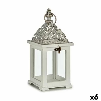 Lantern White Silver Wood Metal 13 x 29 x 13 cm (6 Units)