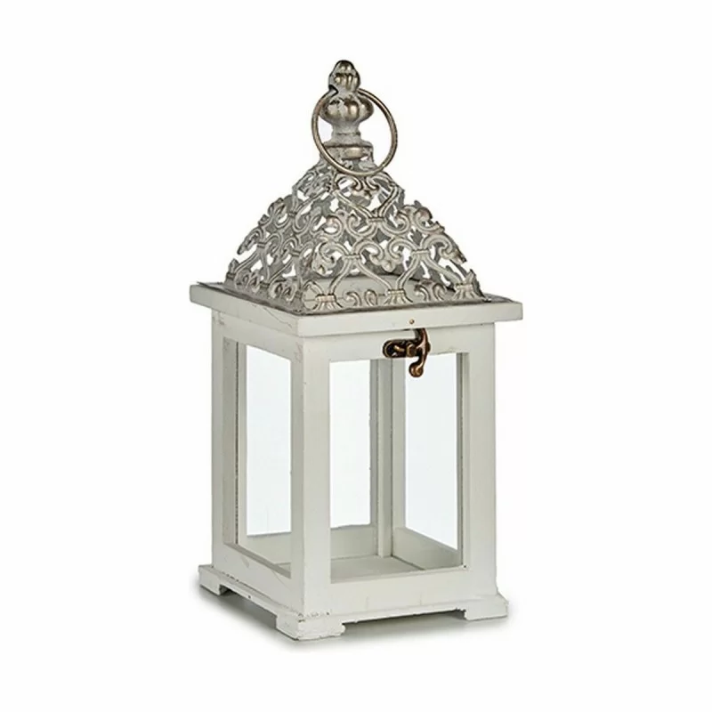 Lantern White Silver Wood Metal 13 x 29 x 13 cm...