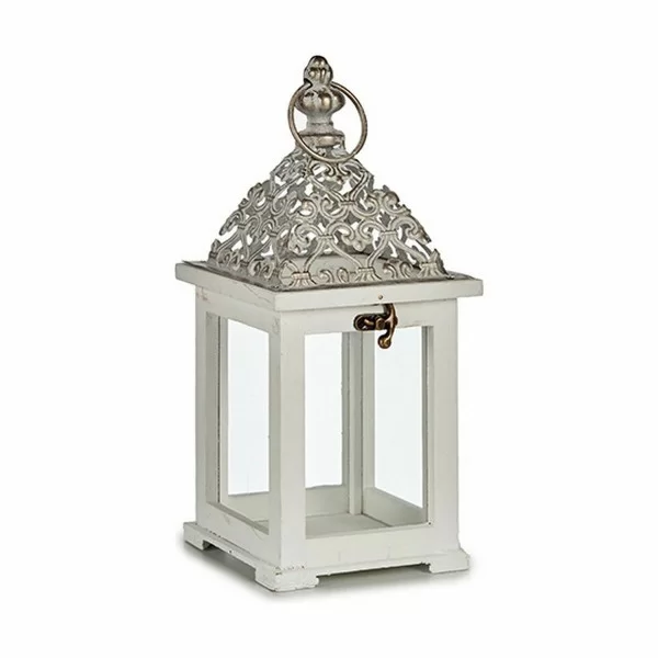 Lantern White Silver Wood Metal 13 x 29 x 13 cm (6 Units)