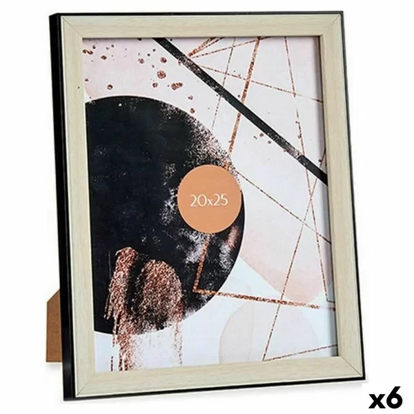 Photo frame Black Brown Plastic Glass (22,6 x 2 x 27,6 cm) (6 Units)