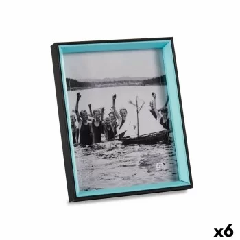 Photo frame Crystal Black Blue MDF Wood (6 Units) (3 x 27...