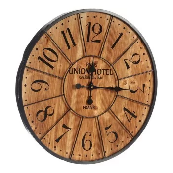 Wall Clock Black Dark brown Metal Wood (60 x 4,5 x 60 cm)