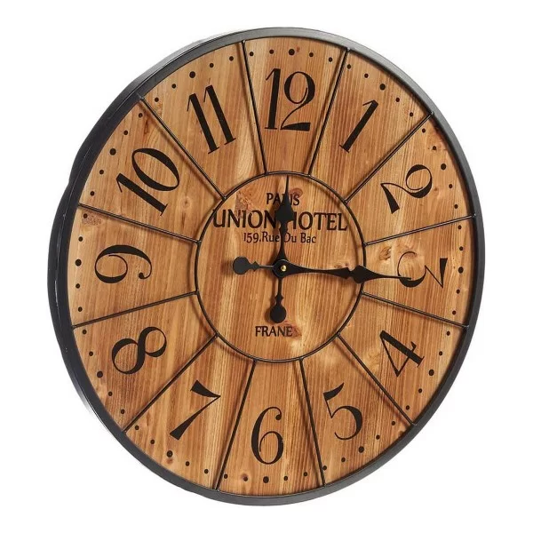 Wall Clock Black Dark brown Metal Wood (60 x 4,5 x 60 cm)