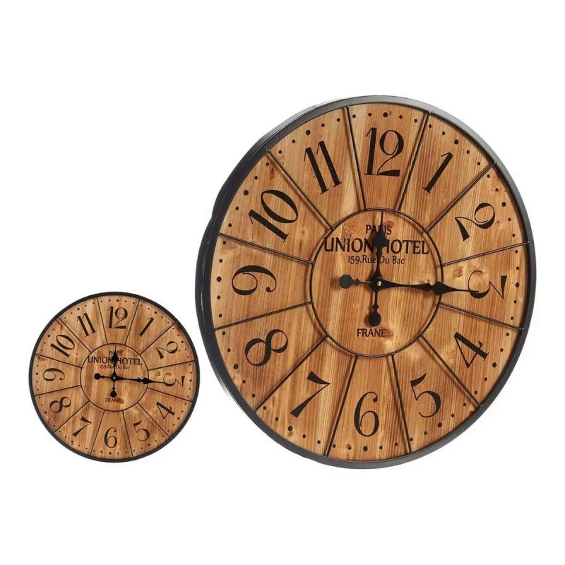 Wall Clock Black Dark brown Metal Wood (60 x...