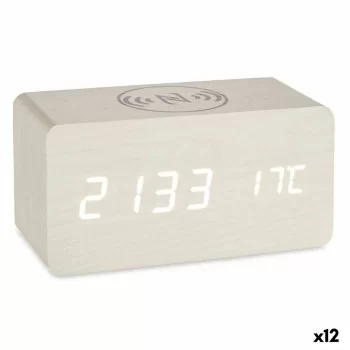 Table-top Digital Clock White PVC MDF Wood (15 x 7,5 x 7...