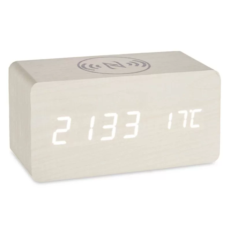 Table-top Digital Clock White PVC MDF Wood (15...