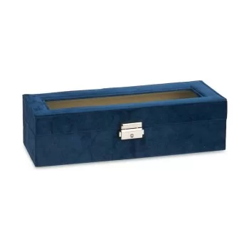 Box for watches Blue Metal (30,5 x 8,5 x 11,5 cm) (6 Units) 2