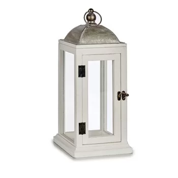 Lantern Silver Metal Wood White (18 x 43 x 18 cm) (6 Units) 2