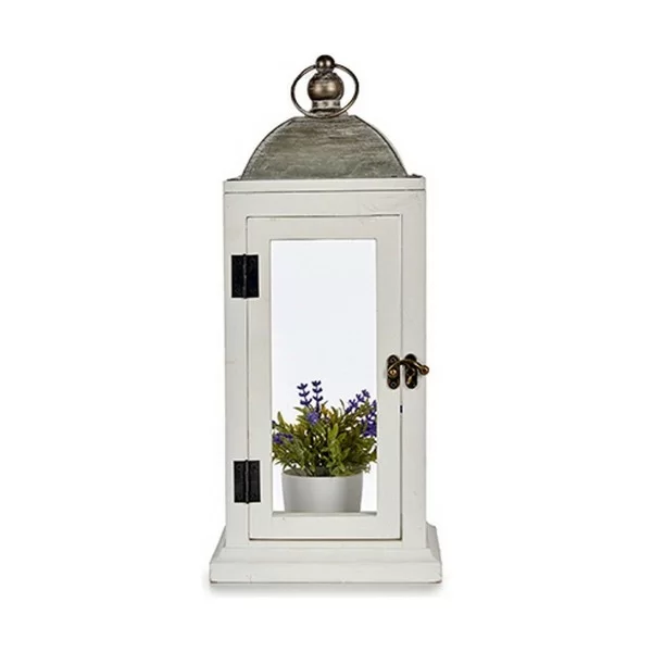 Lantern Silver Metal Wood White (18 x 43 x 18 cm) (6 Units)