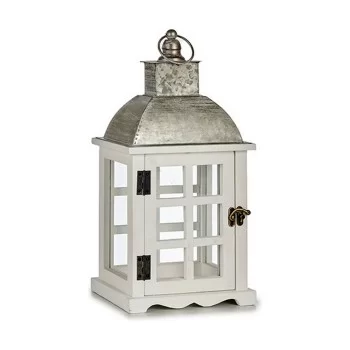 Lantern Silver Metal Wood White (14 x 39,3 x 20 cm) (6... 2