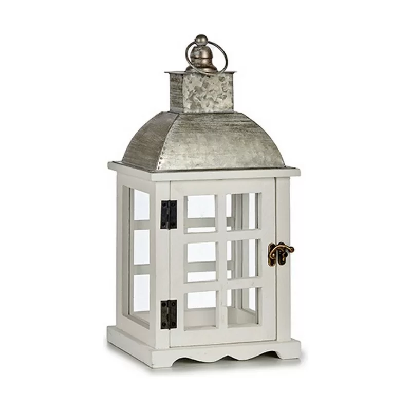 Lantern Silver Metal Wood White (14 x 39,3 x 20...