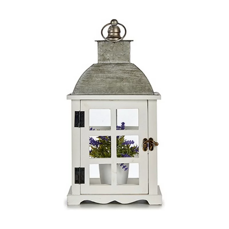 Lantern Silver Metal Wood White (14 x 39,3 x 20...