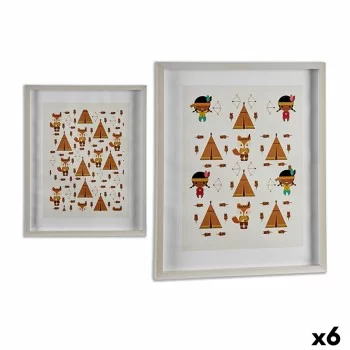 Painting Brown Wood White (6 Units) (2,5 x 52 x 42 cm)