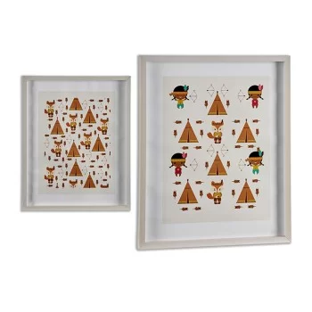 Painting Brown Wood White (6 Units) (2,5 x 52 x 42 cm) 2