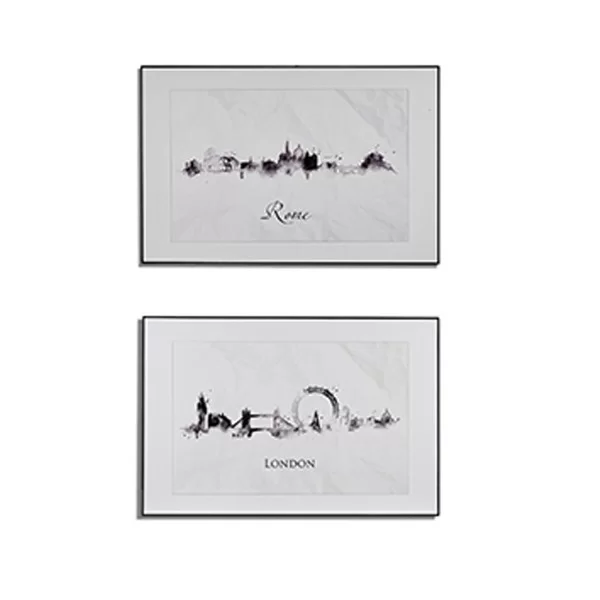 Painting City Black White Particleboard (81,5 x 3 x 121 cm) (3 Units)