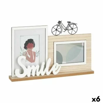 Photo frame Smile 2 photos Black Brown MDF Wood (6 Units)...