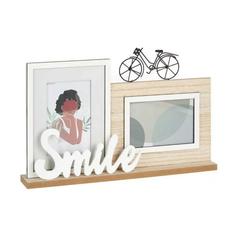 Photo frame Smile 2 photos Black Brown MDF Wood...