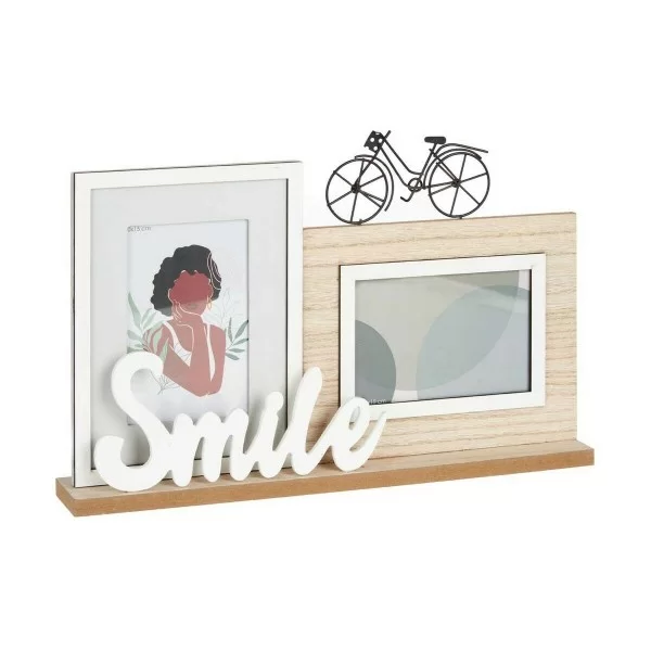 Photo frame Smile 2 photos Black Brown MDF Wood (6 Units) (40 x 27 x 6 cm)