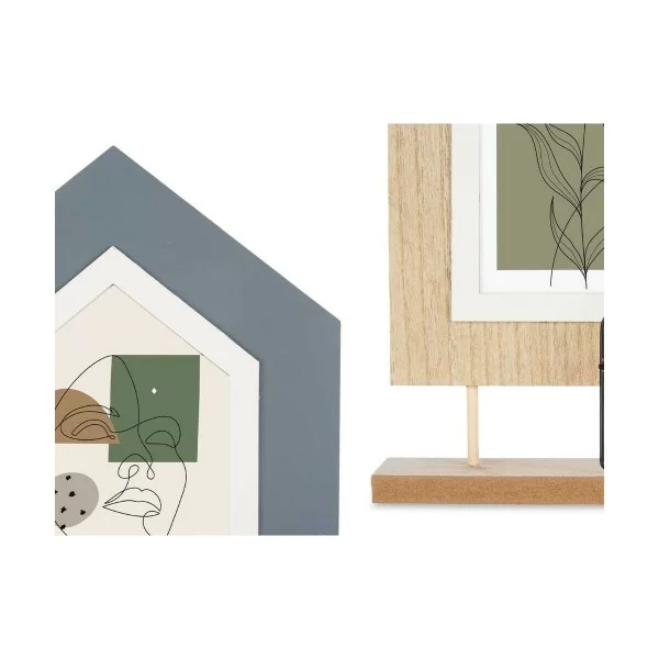 Photo frame 2 photos House Black Brown MDF Wood (36 x 26 x 6 cm) (6 Units)