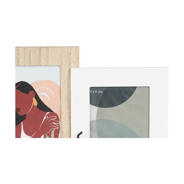 Photo frame Happy 3 photos Brown White MDF Wood (40 x 21 x 6 cm) (6 Units)