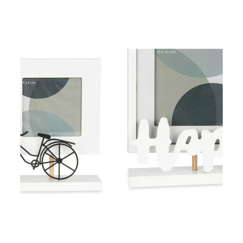 Photo frame Happy 3 photos Brown White MDF Wood...