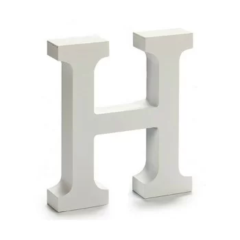 Letter H Wood White (2 x 16 x 14,5 cm) (24 Units) 2