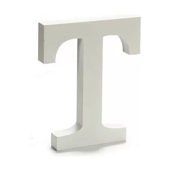 Letter T Wood White (1,8 x 21 x 17 cm) (12 Units) 2