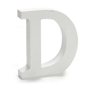 Letter D Wood White (2 x 16 x 14,5 cm) (24 Units) 2