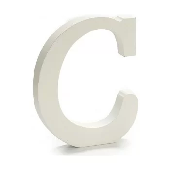 Letter C Wood White (1,8 x 21 x 17 cm) (12 Units) 2