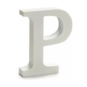 Letter P Wood White (2 x 16 x 14,5 cm) (24 Units) 2