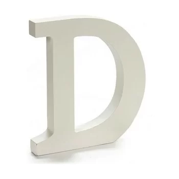 Letter D Wood White (1,8 x 21 x 17 cm) (12 Units) 2