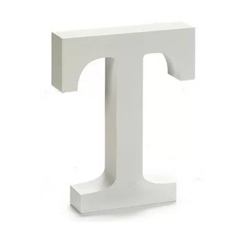 Letter T Wood White (2 x 16 x 14,5 cm) (24 Units) 2