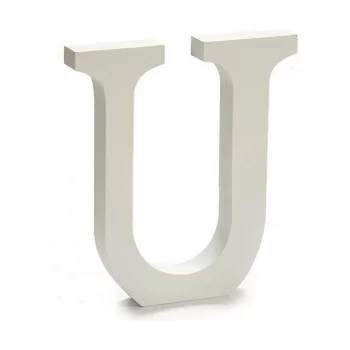 Letter U Wood White (1,8 x 21 x 17 cm) (12 Units) 2