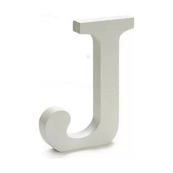 Letter J Wood White (1,8 x 21 x 17 cm) (12 Units) 2