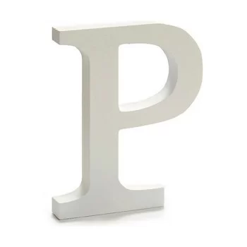 Letter P Wood White (1,8 x 21 x 17 cm) (12 Units) 2