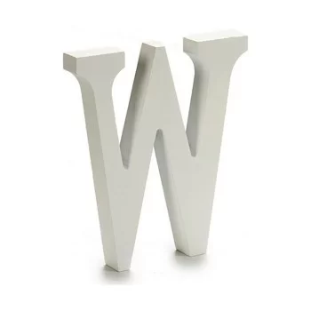 Letter W Wood White (1,8 x 21 x 17 cm) (12 Units) 2