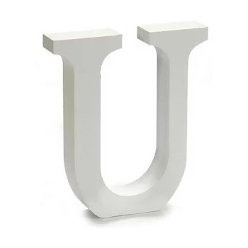 Letter U Wood White (2 x 16 x 14,5 cm) (24 Units) 2