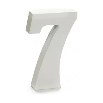 Number 7 Wood White (2 x 16 x 14,5 cm) (24 Units) 2