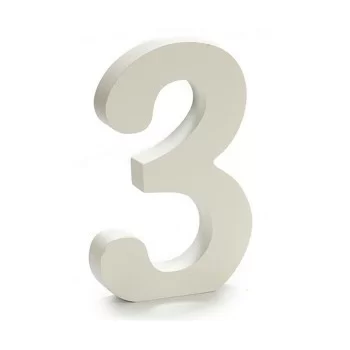 Number 3 Wood White (1,8 x 21 x 17 cm) (12 Units) 2