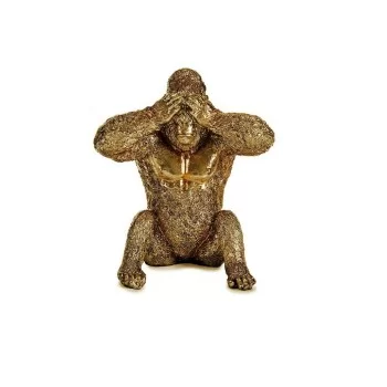 Decorative Figure Gorilla Golden Resin (9 x 18 x 17 cm) 2