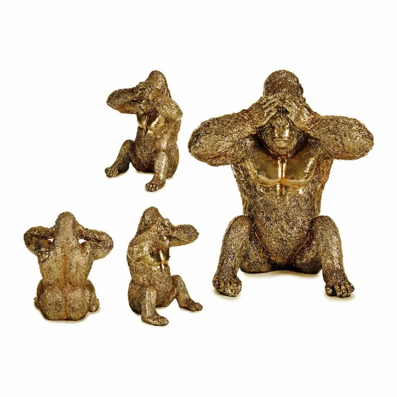 Decorative Figure Gorilla Golden Resin (9 x 18...
