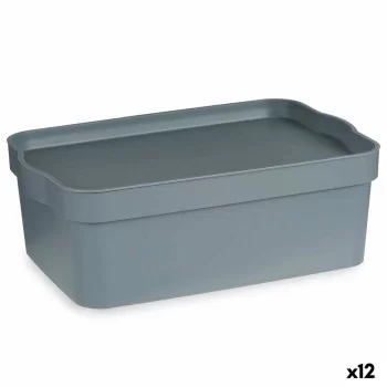 Storage Box with Lid Grey Plastic 6 L (21,5 x 11 x 32 cm)...