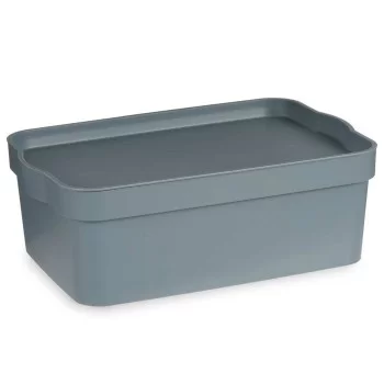 Storage Box with Lid Grey Plastic 6 L (21,5 x 11 x 32 cm)... 2
