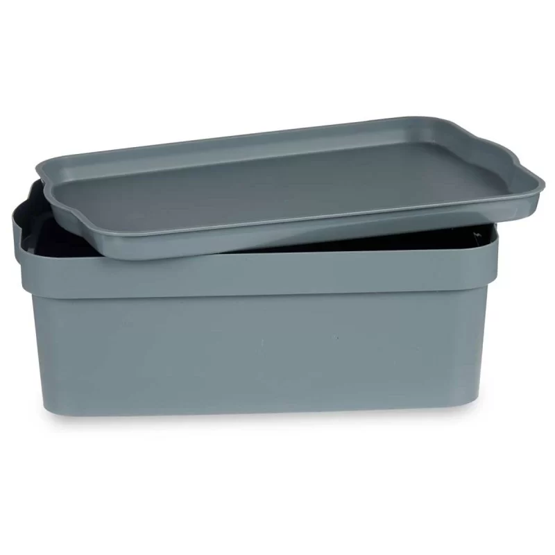 Storage Box with Lid Grey Plastic 6 L (21,5 x...