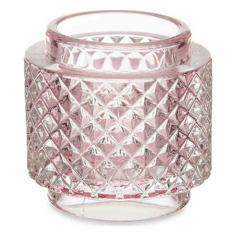 Candleholder Pink Glass (9 x 8,8 x 9 cm) (12...