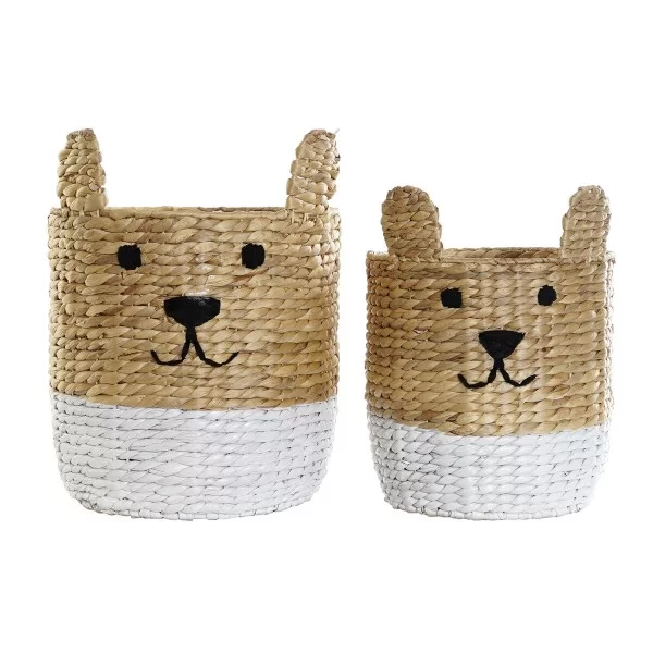 Basket set DKD Home Decor Rabbit Children's Rushes (35 x 35 x 45 cm) (2 Pieces)