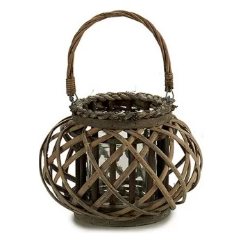 Candleholder 30 x 18,5 x 23 cm Brown Glass wicker (6 Units) 2