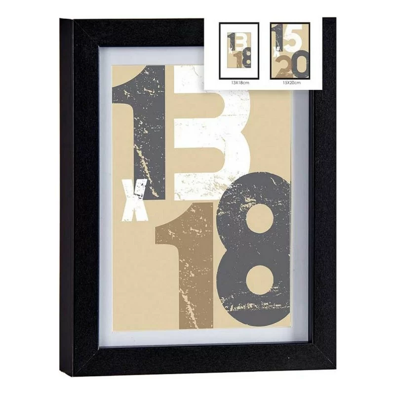 Photo frame 18 x 23 x 2,5 cm Black Glass MDF...